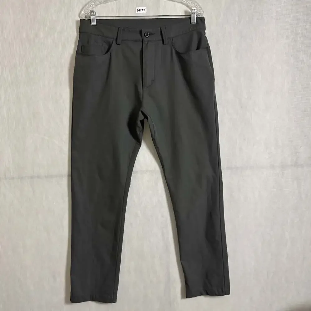 Prana Men's 34/30 Gray Stretch Polyester Slim Fit Chino Pants With Pockets
